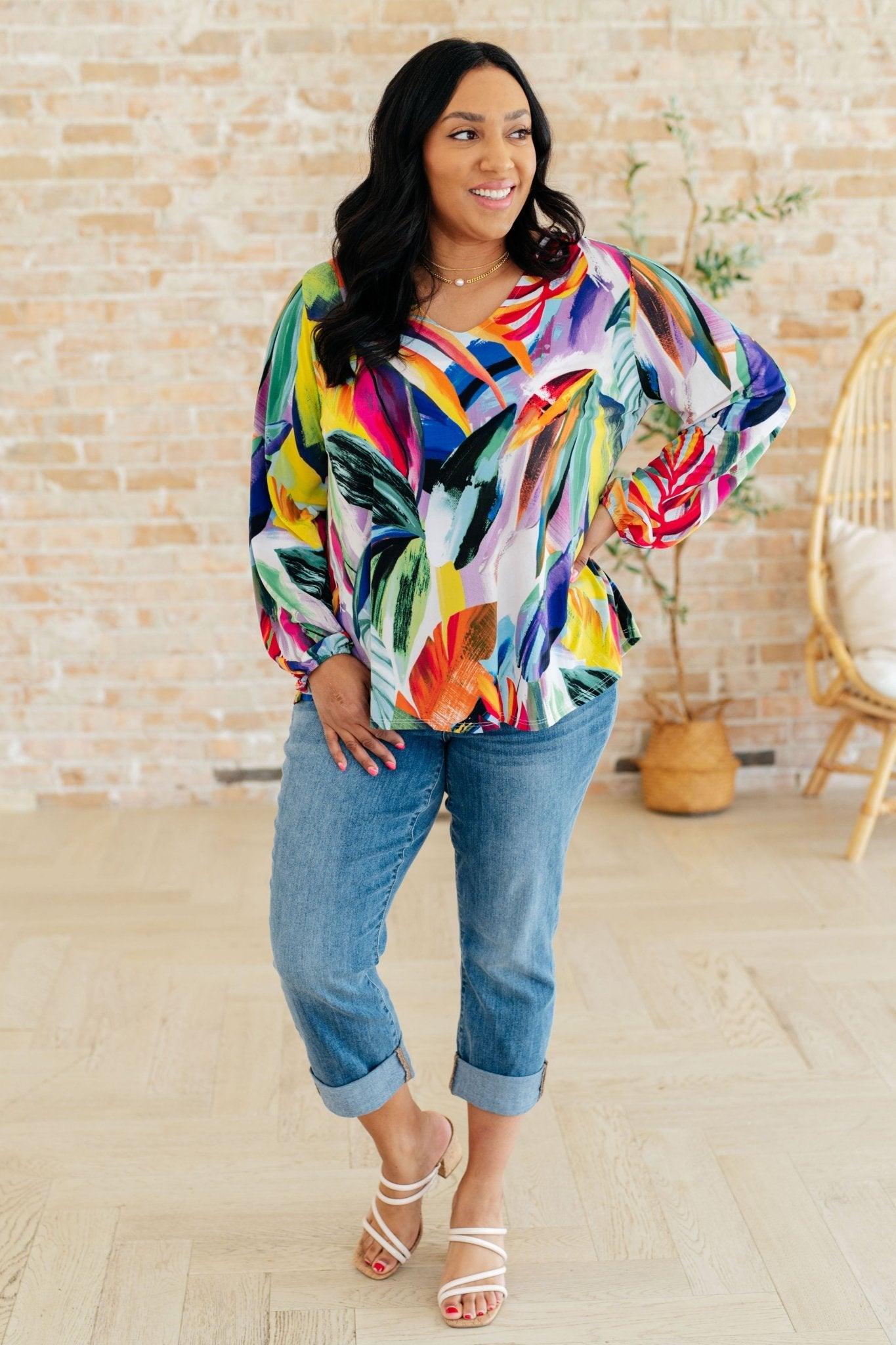 All Over The World Scoop Neck Blouse - AS8184-01 - Love it Curvy