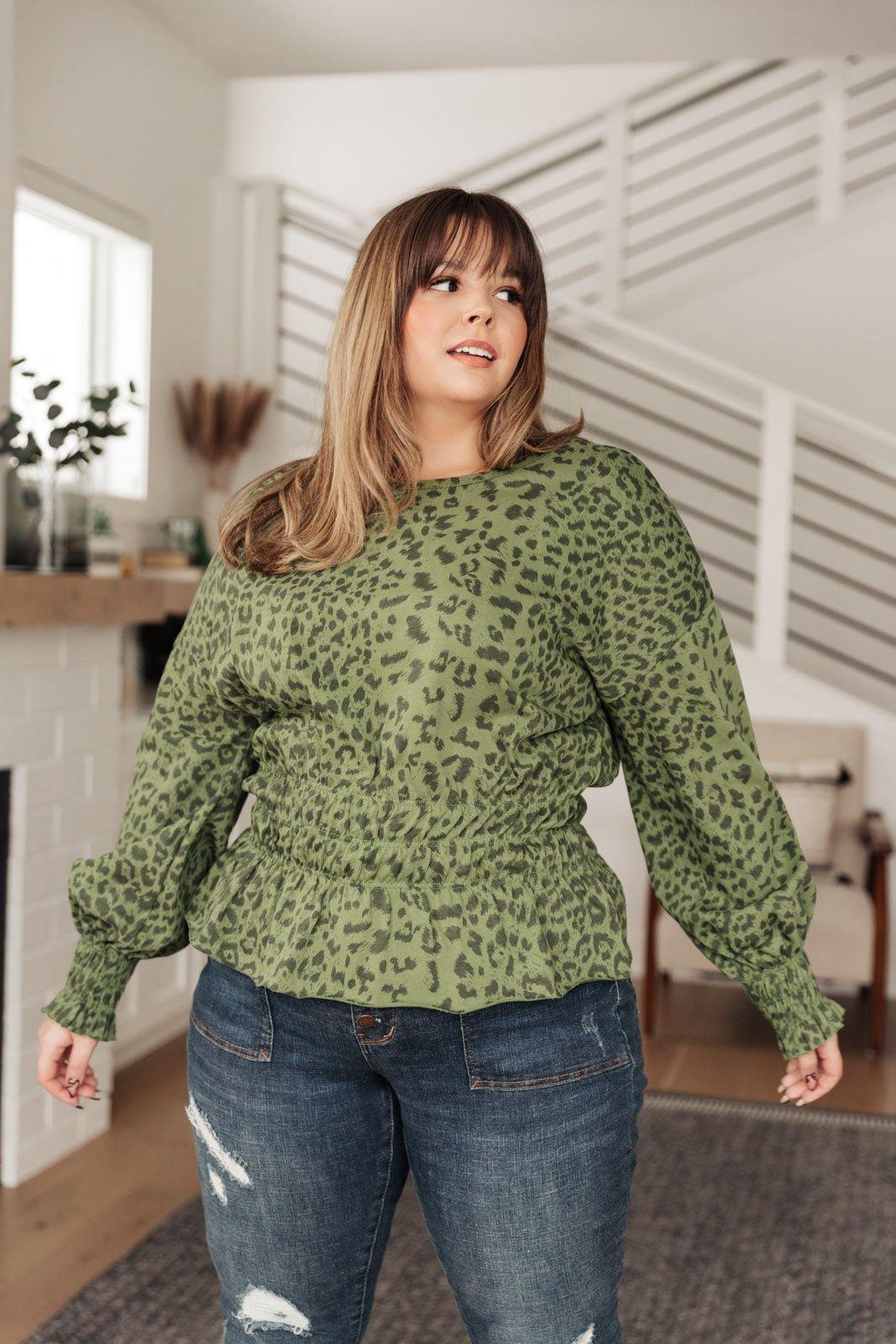 Ariana Printed Top in Olive - AS3514-1 - Love it Curvy