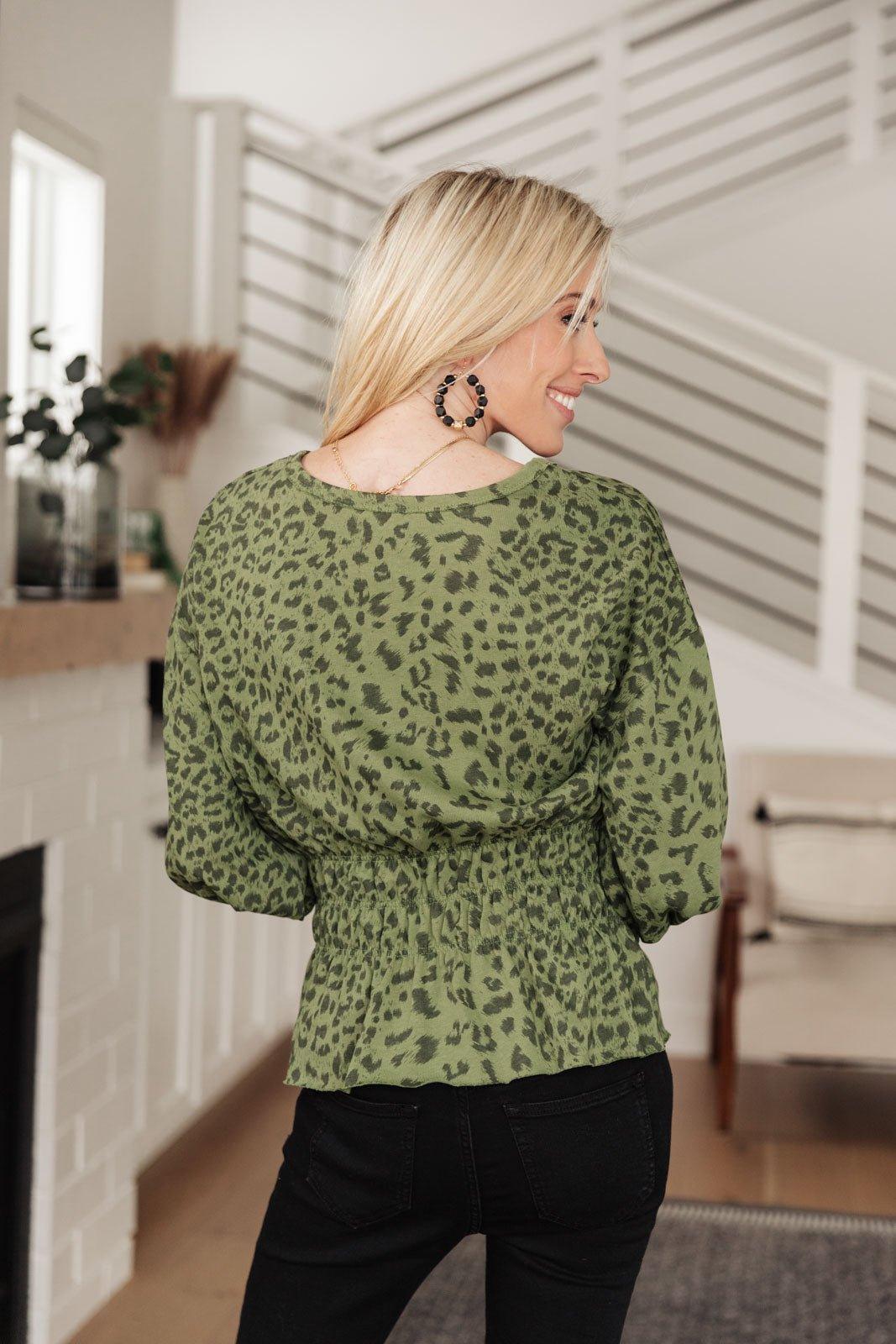 Ariana Printed Top in Olive - AS3514-1 - Love it Curvy