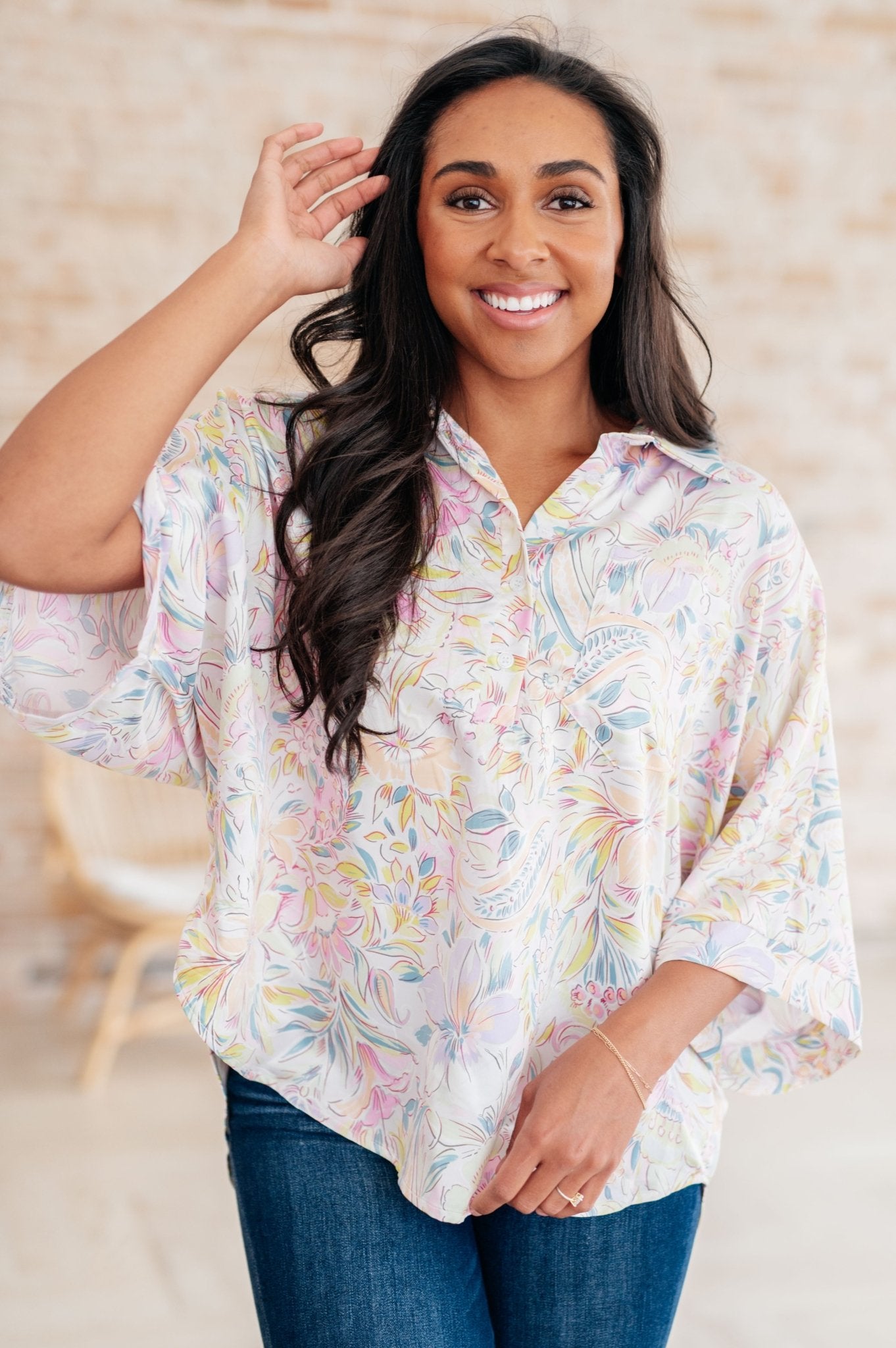 Blissful Botanicals Blouse - AS7823-01 - Love it Curvy