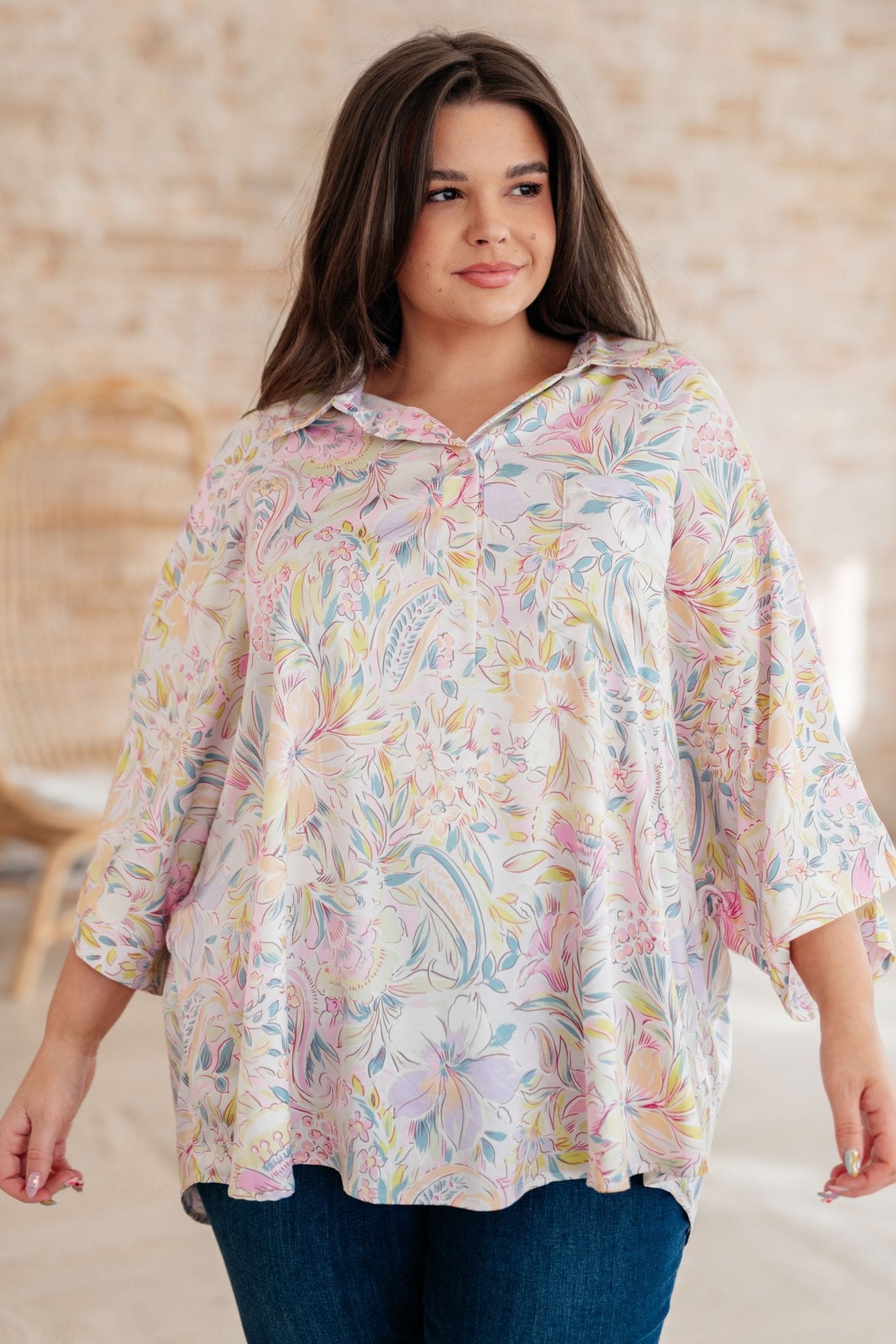 Blissful Botanicals Blouse - AS7823-01 - Love it Curvy