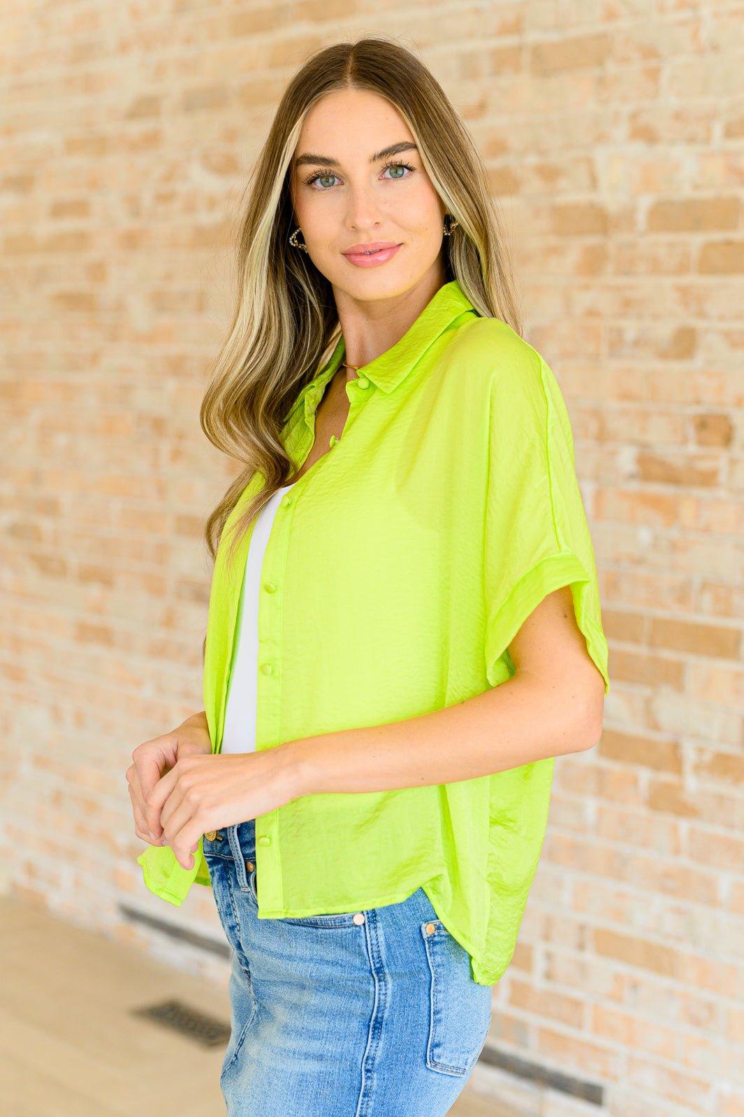 Bright Idea Button Down in Citrus - AS6290-01 - Love it Curvy