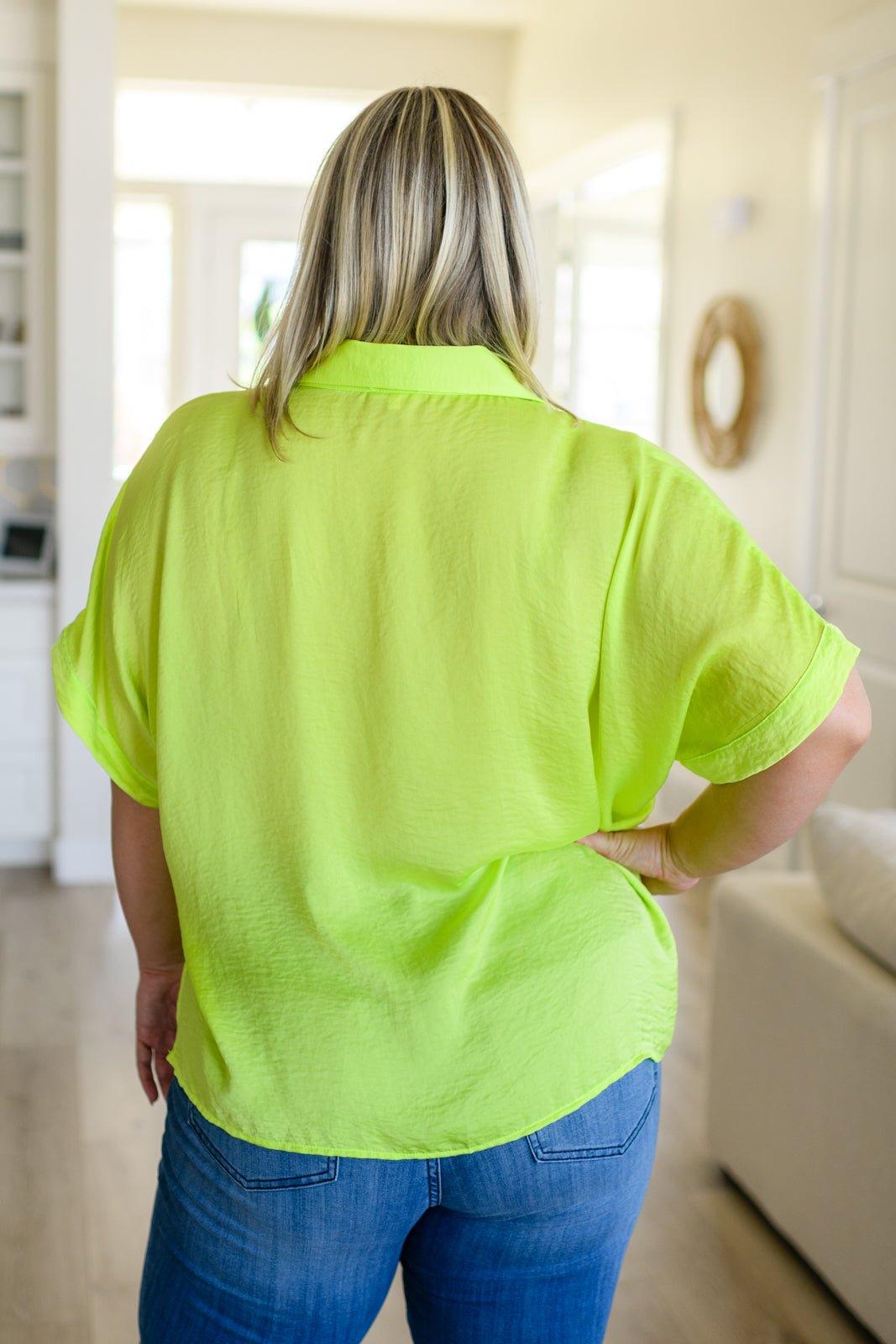 Bright Idea Button Down in Citrus - AS6290-01 - Love it Curvy