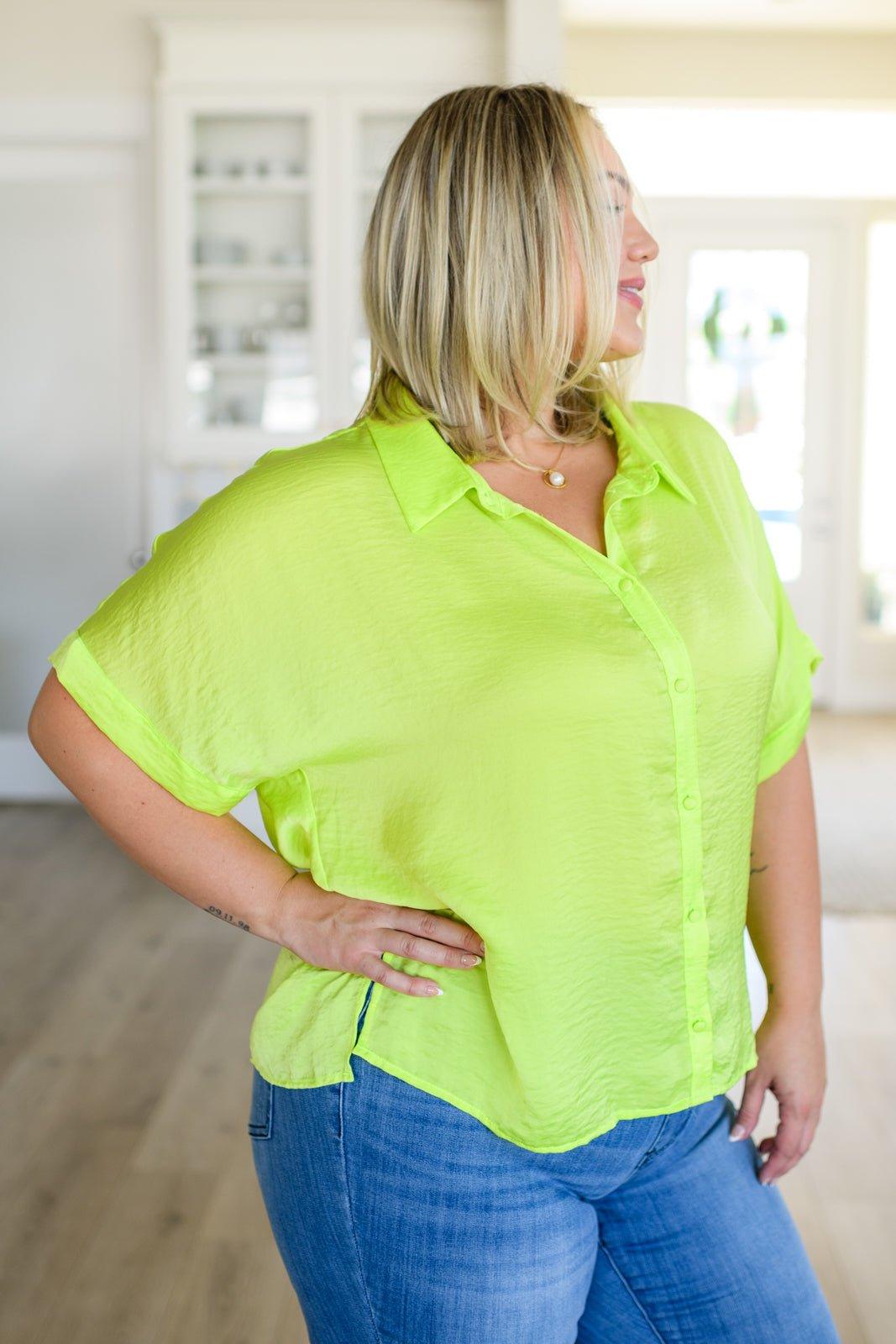 Bright Idea Button Down in Citrus - AS6290-01 - Love it Curvy