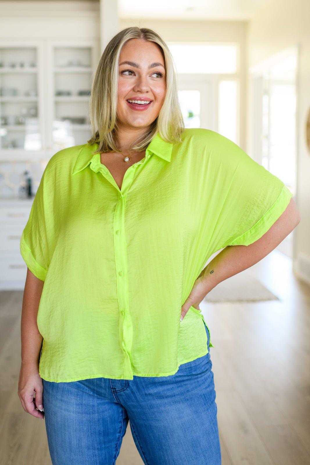 Bright Idea Button Down in Citrus - AS6290-01 - Love it Curvy