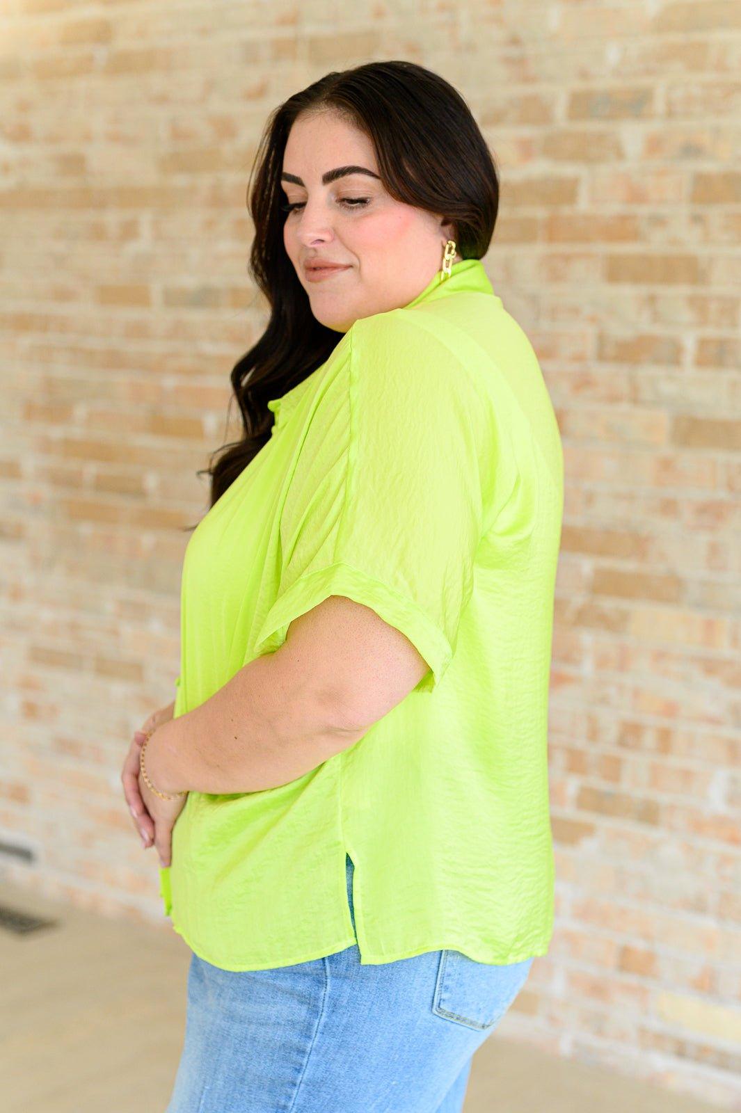 Bright Idea Button Down in Citrus - AS6290-01 - Love it Curvy