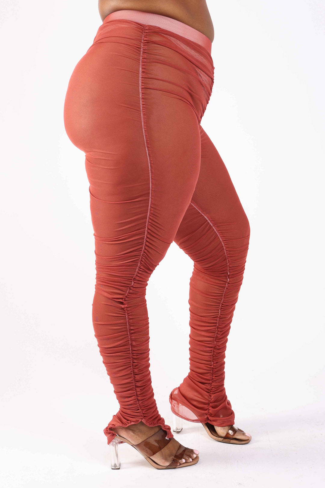 Plus Size Ruched Mesh Leggings | Love it Curvy