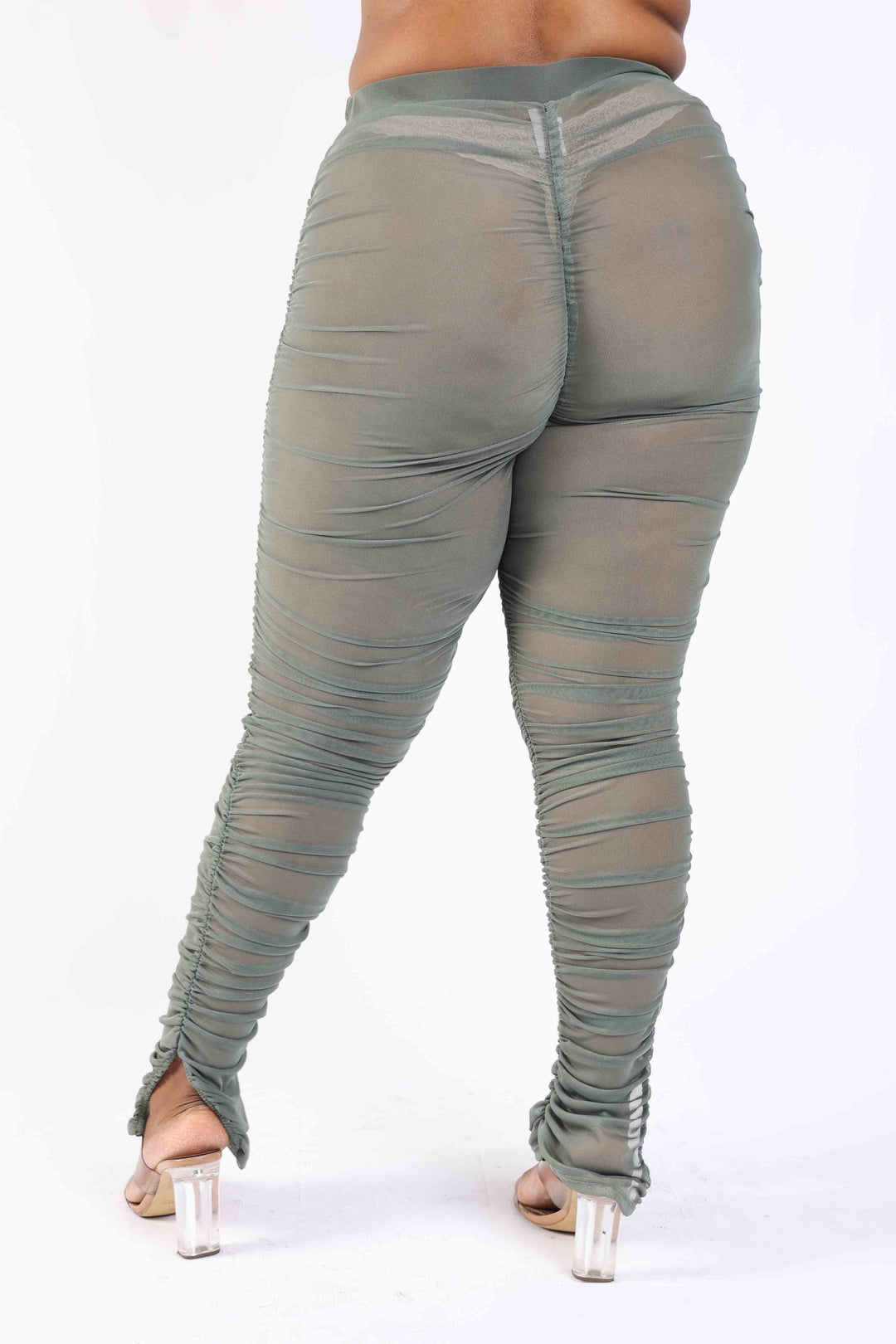 Plus Size Ruched Mesh Leggings | Love it Curvy