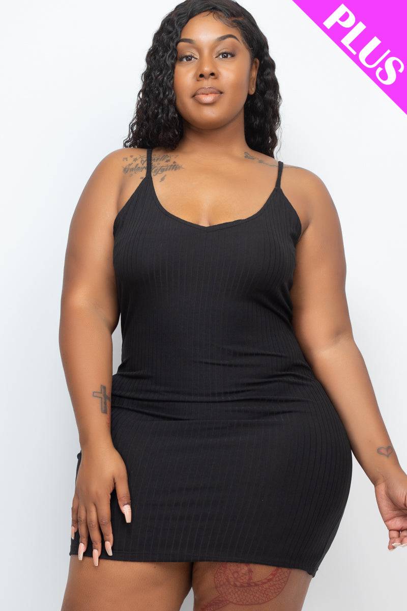 Plus Size Ribbed Cami Bodycon Mini Dress - Love it Curvy