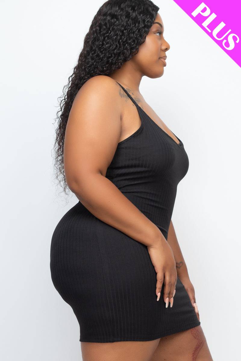 Plus Size Ribbed Cami Bodycon Mini Dress - Love it Curvy