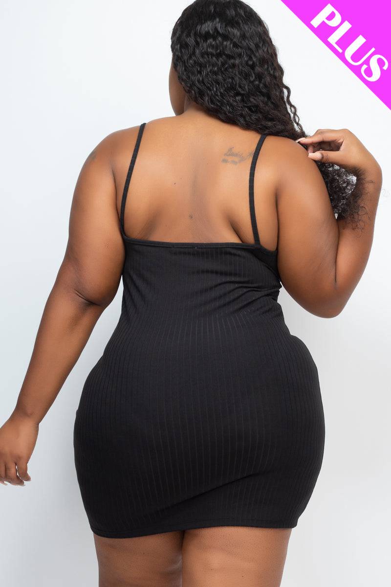 Plus Size Ribbed Cami Bodycon Mini Dress - Love it Curvy