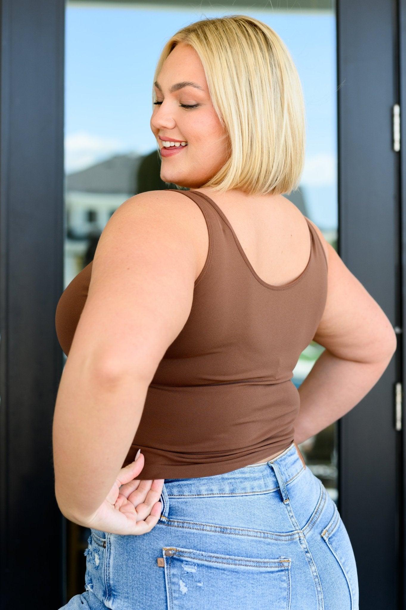 Carefree Seamless Reversible Tank in Brown - AS6553-01 - Love it Curvy