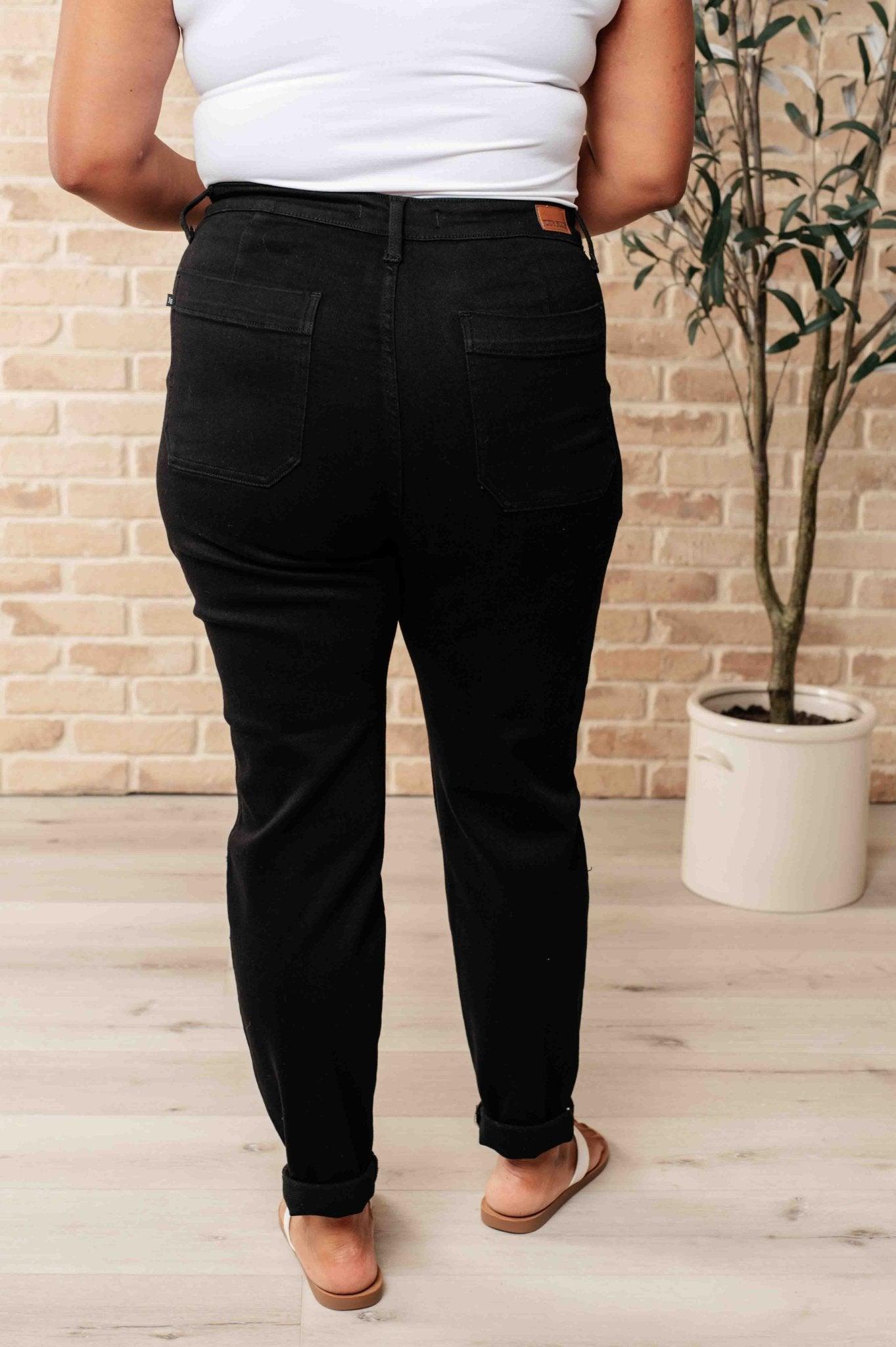 Carmen Double Cuff Joggers in Black - AS6571 - 01 - Love it Curvy