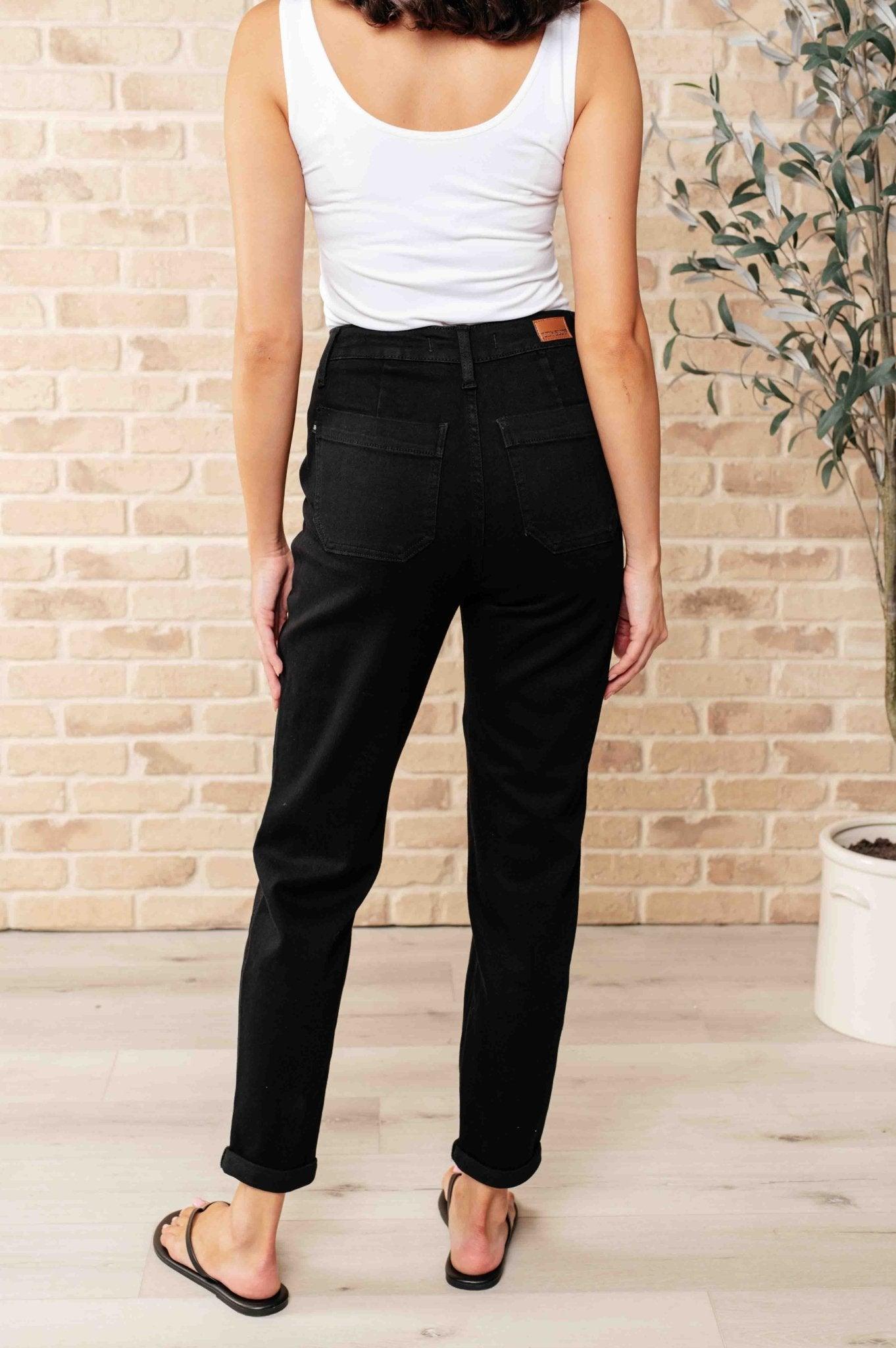 Carmen Double Cuff Joggers in Black - AS6571 - 01 - Love it Curvy