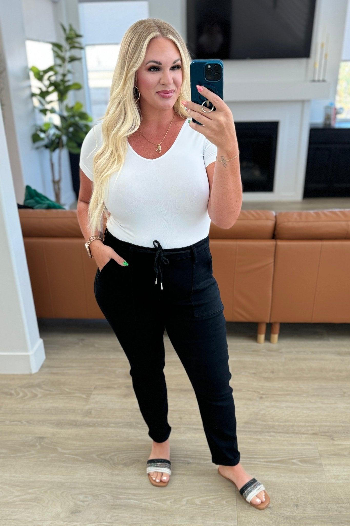 Carmen Double Cuff Joggers in Black - AS6571 - 01 - Love it Curvy