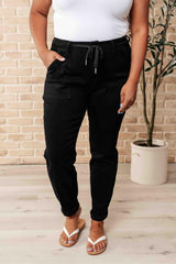 Carmen Double Cuff Joggers in Black - AS6571 - 01 - Love it Curvy