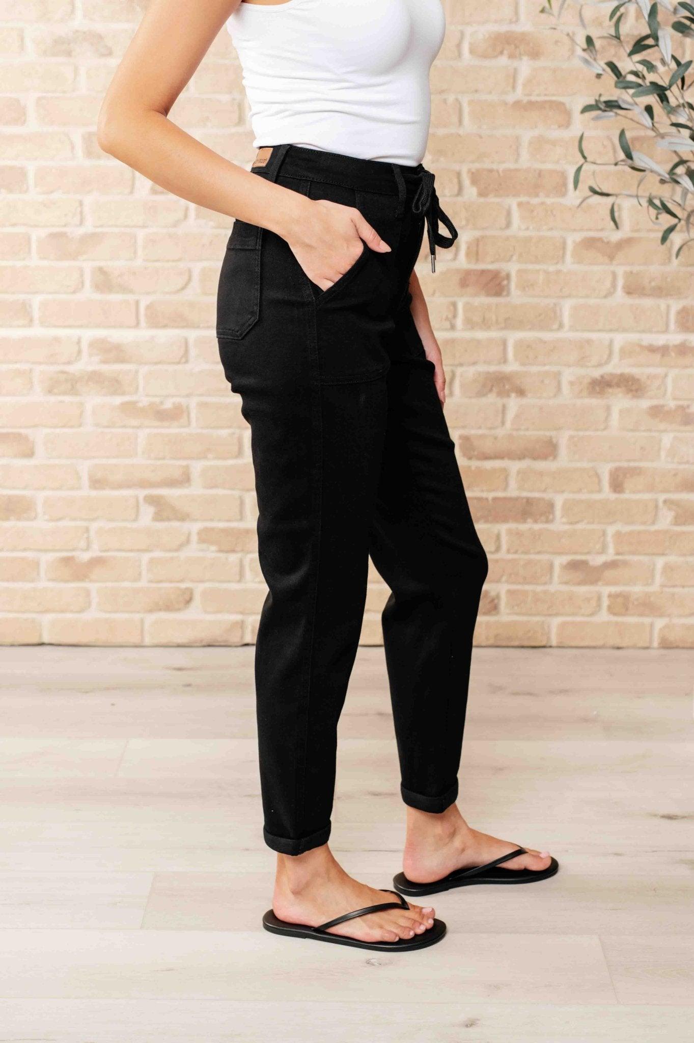 Carmen Double Cuff Joggers in Black - AS6571 - 01 - Love it Curvy