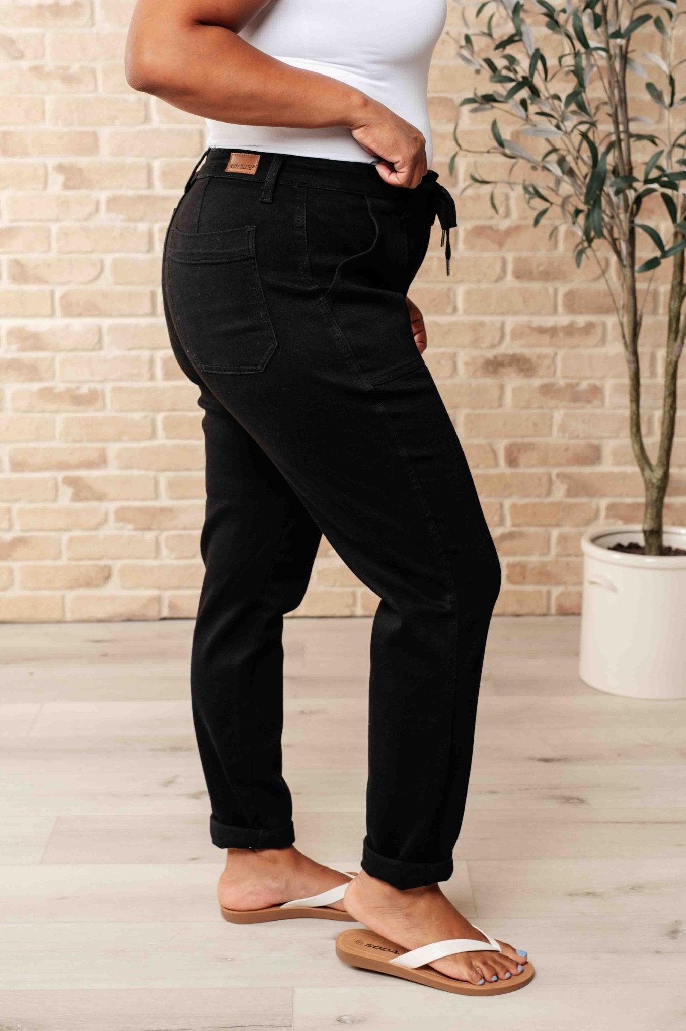 Carmen Double Cuff Joggers in Black - AS6571 - 01 - Love it Curvy