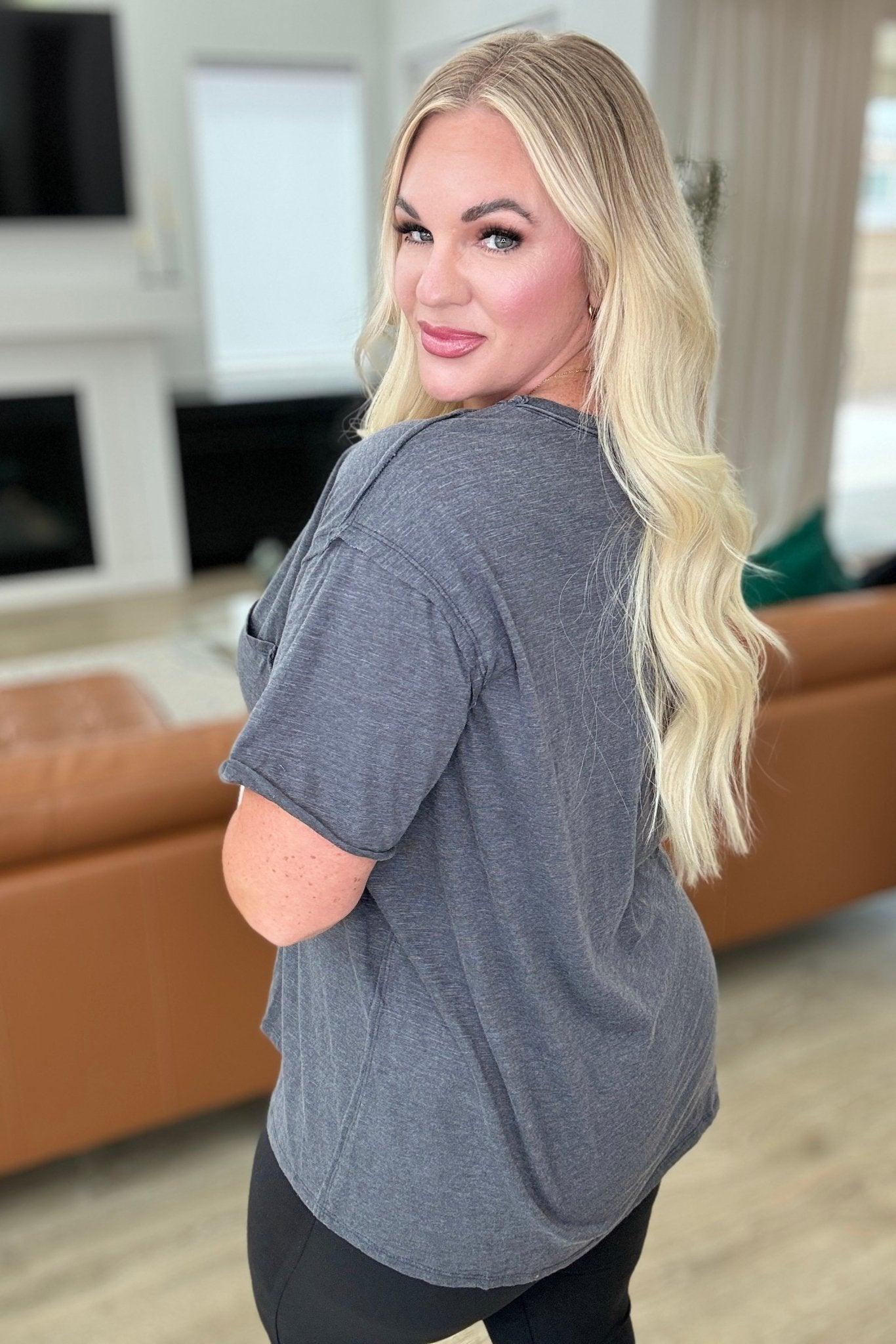 Casually Cool Patch Pocket Tee in Charcoal - AS8809 - 01 - Love it Curvy