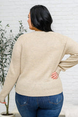 Chai Latte V-Neck Sweater in Oatmeal - AS4984-1 - Love it Curvy