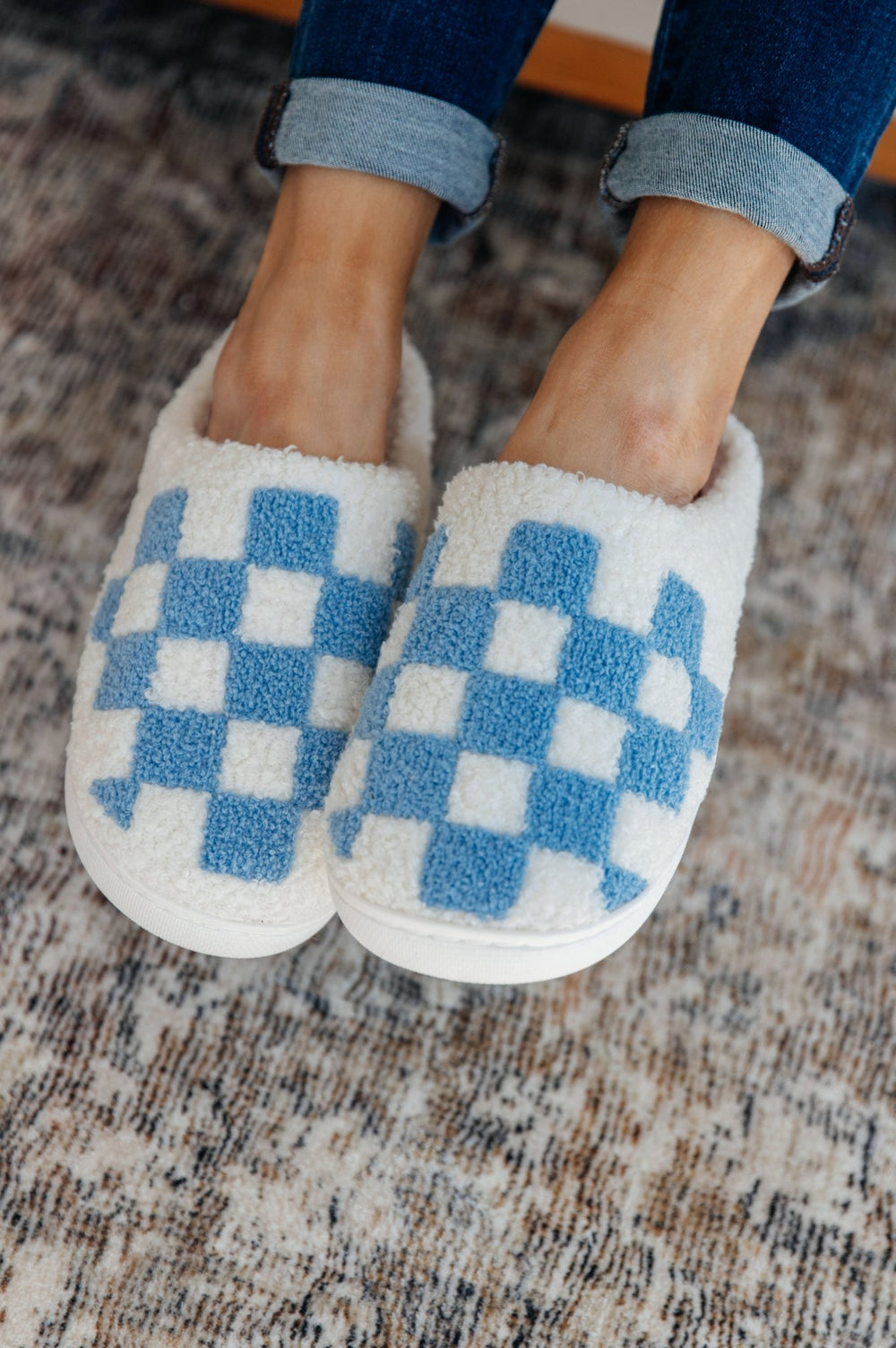 Checked Out Slippers in Blue - AS6824-01 - Love it Curvy