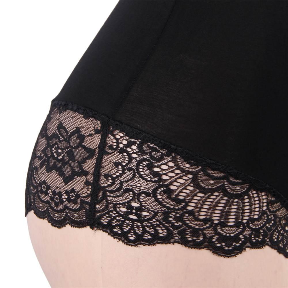 Crotch Openable Stretchy Plus Size Black Modal Lace Bodysuit - R80927-1P-1 - Love it Curvy