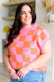 Dazzle Me Checkered Sequin Top - AS8273-01 - Love it Curvy