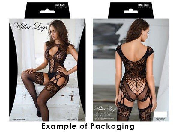 Diamond Net Long Sleeve Fishnet Dress w Thong - 2000002139453 - Love it Curvy