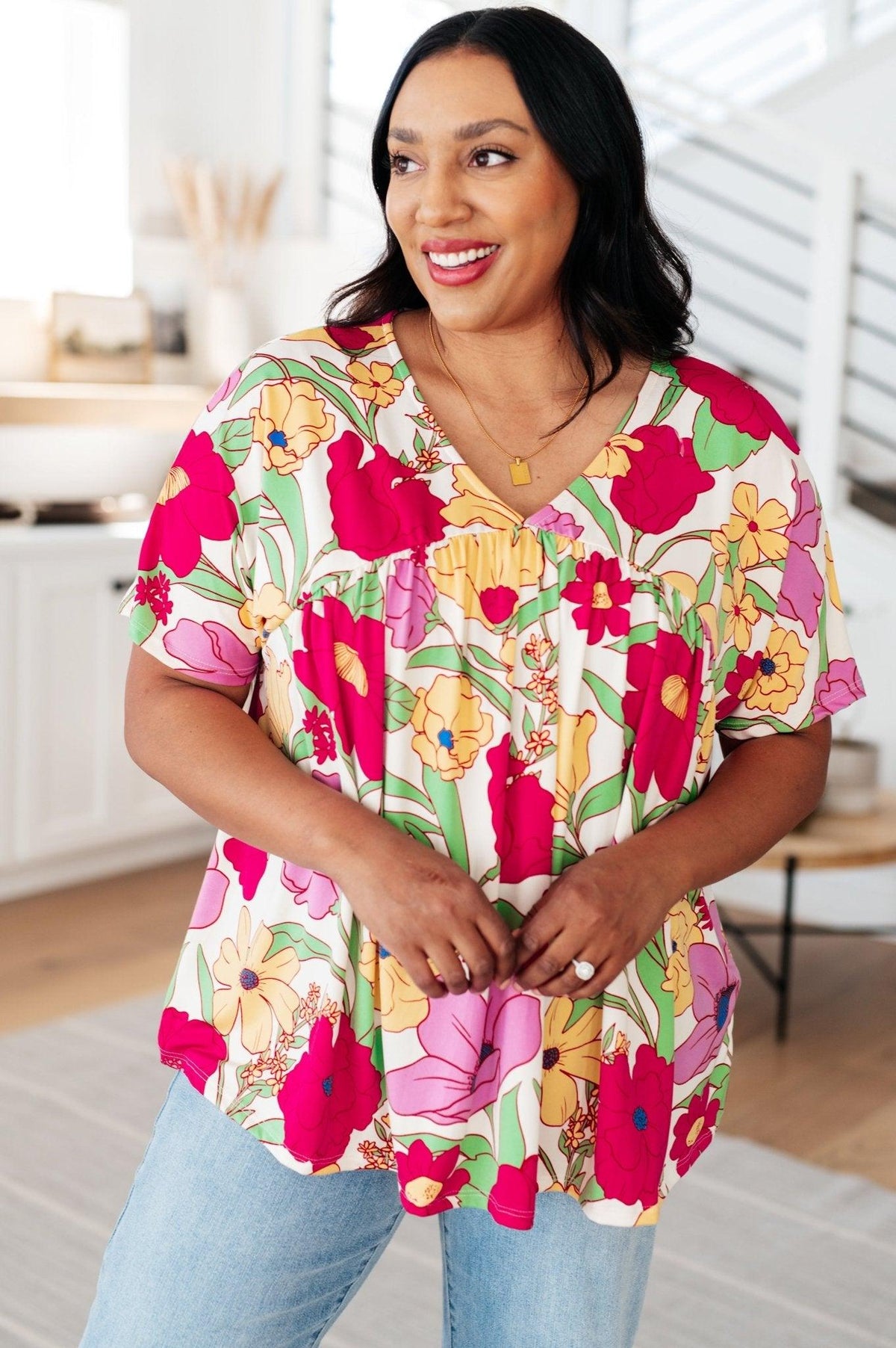 Do It Anyways Floral Top - AS6386-01 - Love it Curvy