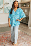 Dreamer Peplum Top in Blue and Teal Paisley - AS8440-01 - Love it Curvy