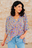 Dreamer Peplum Top in Purple Retro Ditsy Floral - AS8220-01 - Love it Curvy