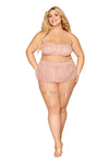 Dreamgirl Plus Satin Rosette Bralette, Garter Skirt, & Choker Set | Love It Curvy