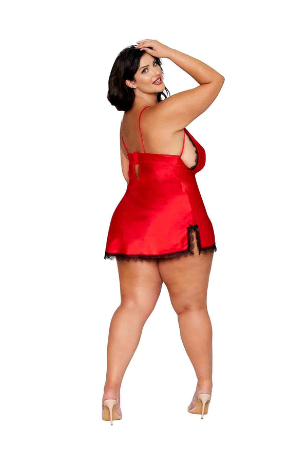 Dreamgirl Plus Poinsetta Satin Chemise | Love It Curvy