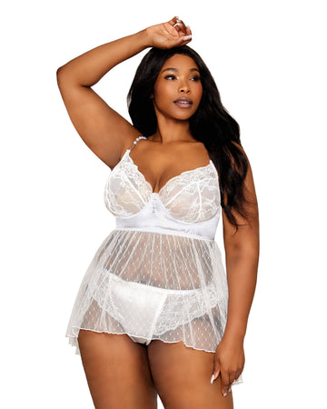 Dreamgirl Plus Diamond Mesh Babydoll & Panty | Love It Curvy