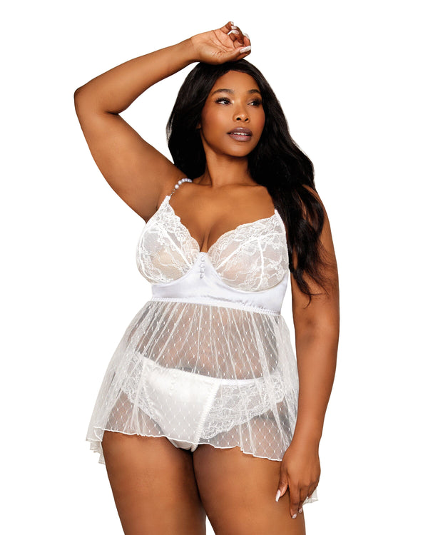 Dreamgirl Plus Diamond Mesh Babydoll & Panty | Love It Curvy
