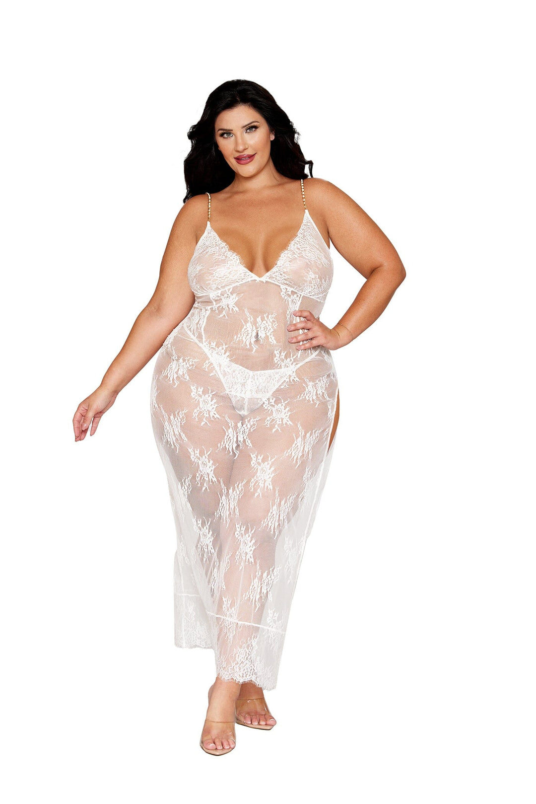 Dreamgirl Plus White Gown &amp; G-String | Love It Curvy