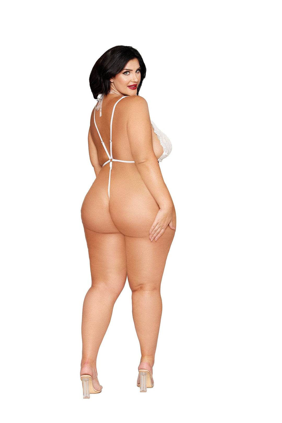 Dreamgirl Plus White Teddy &amp; Pearl Harness | Love It Curvy