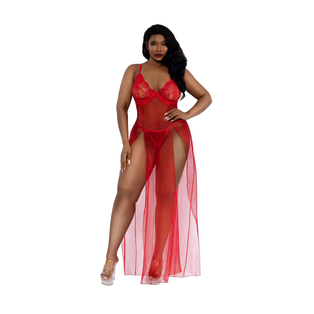 Dreamgirl Plus Romance Lace-Trim Gown 2-Piece Set | Love It Curvy