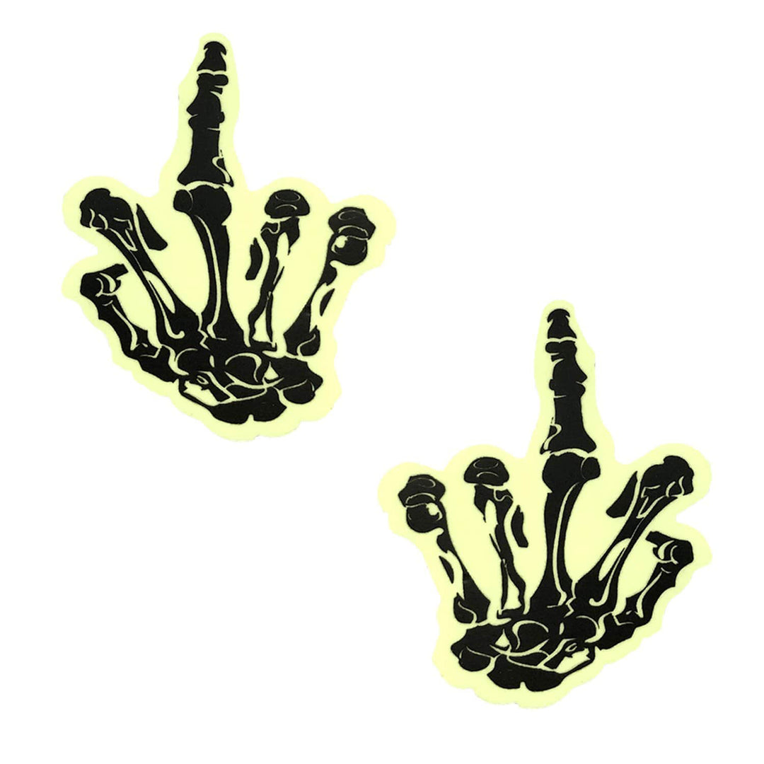 Fuck You Glow in the Dark Skeleton Hand Nipple Cover Pasties - Love it Curvy