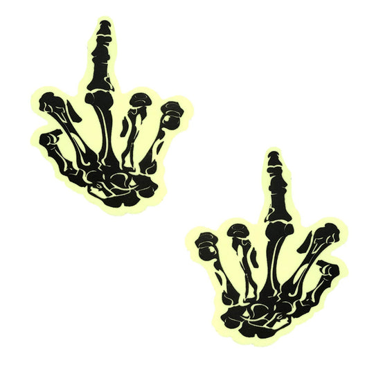 Fuck You Glow in the Dark Skeleton Hand Nipple Cover Pasties - Love it Curvy