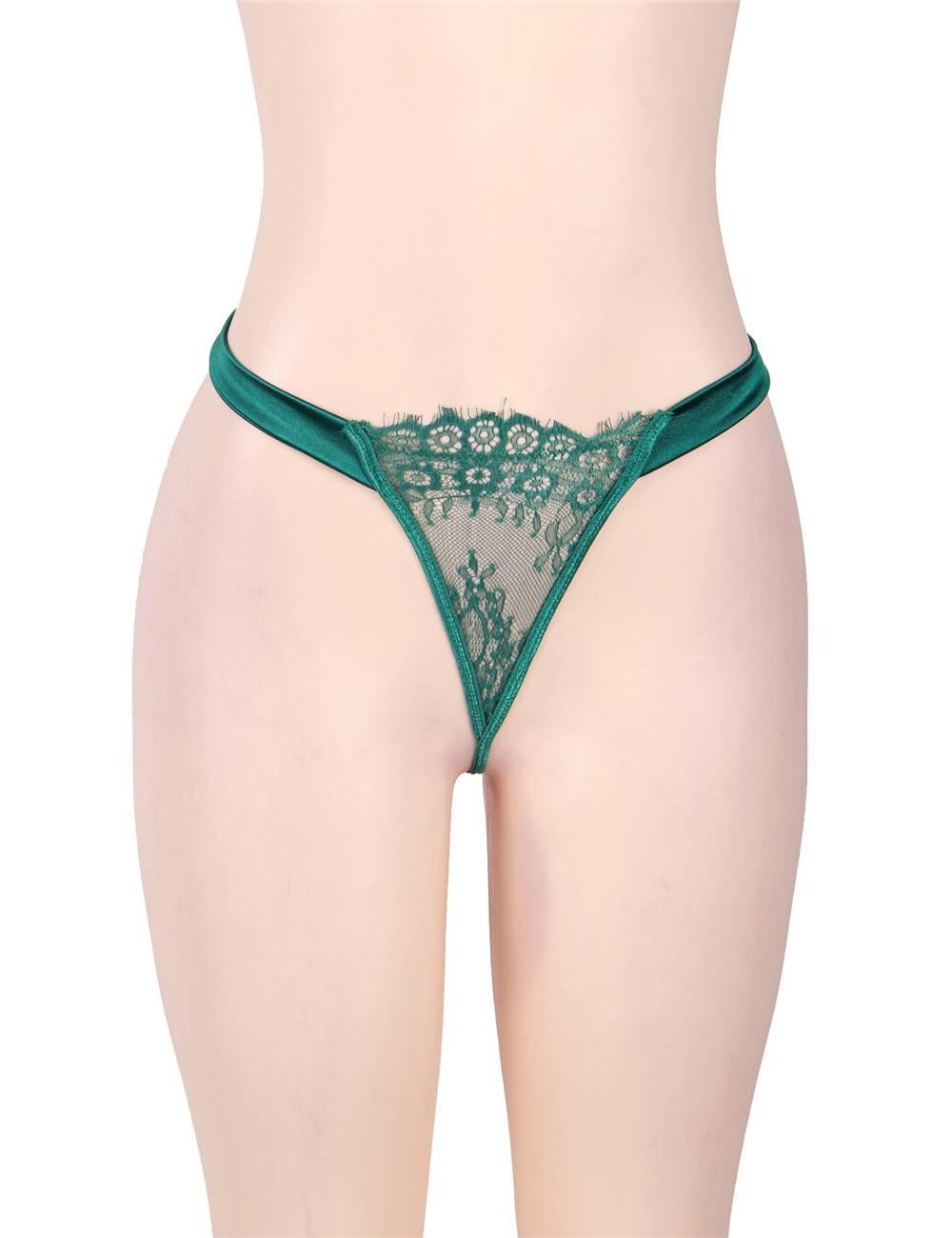 Elegant Eyelash Lace Plus Size Garter Green Lingerie With Underwire - R80535-2P003 - Love it Curvy