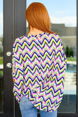 Essential Blouse in Navy Multi Chevron - AS8741 - 01 - Love it Curvy