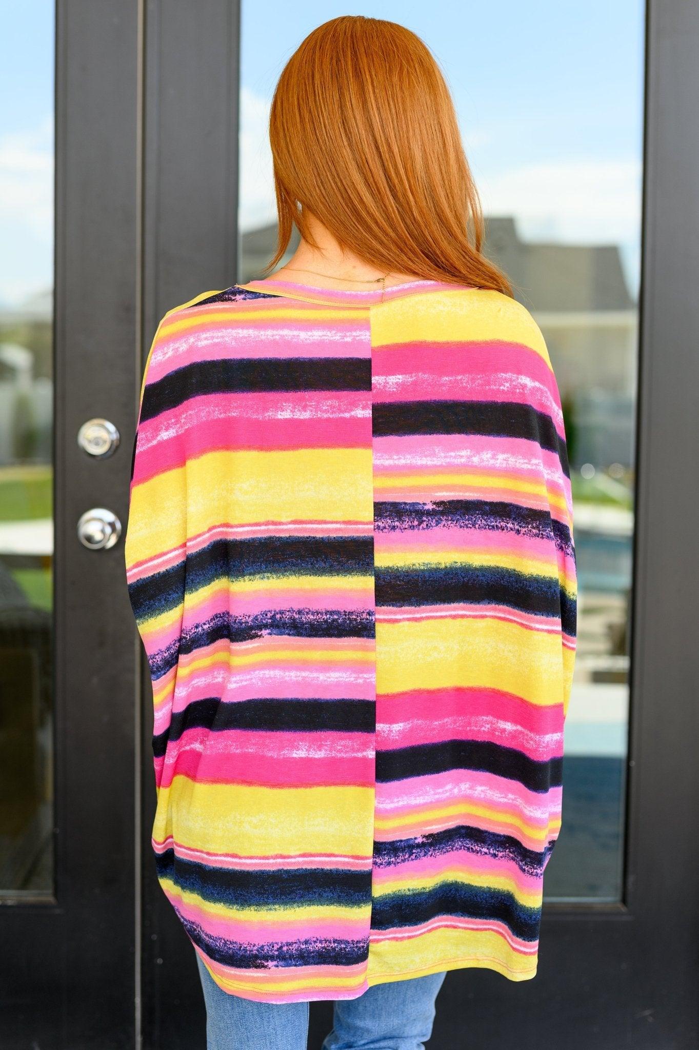 Essential Blouse in Yellow and Pink Multi Stripe - AS8743 - 01 - Love it Curvy