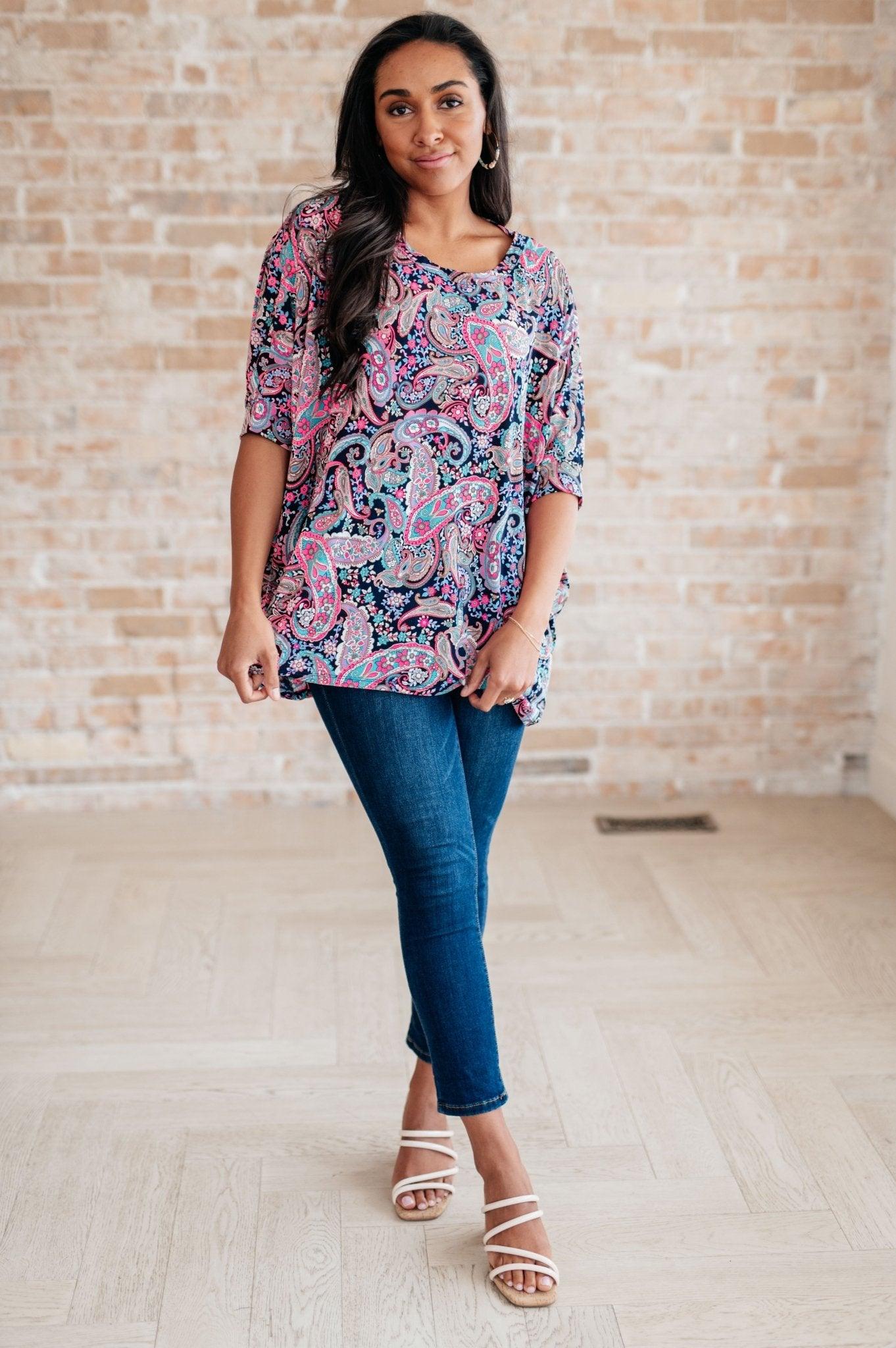 Essentially You Top in Pink Paisley - AS7845-01 - Love it Curvy