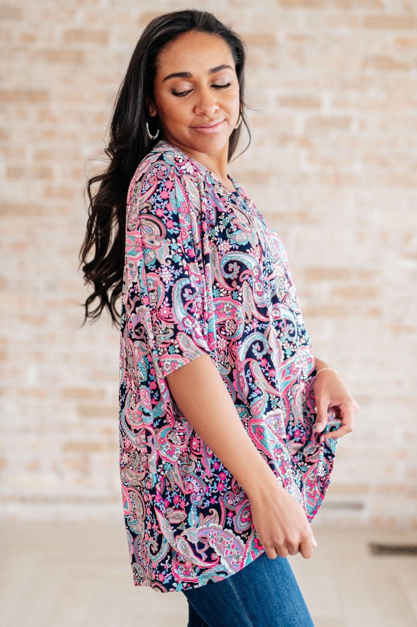 Essentially You Top in Pink Paisley - AS7845-01 - Love it Curvy