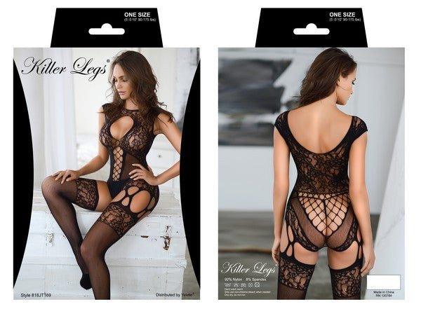 Fishnet Two Piece Garter Fishnet Bodystocking - 2000000289365 - Love it Curvy