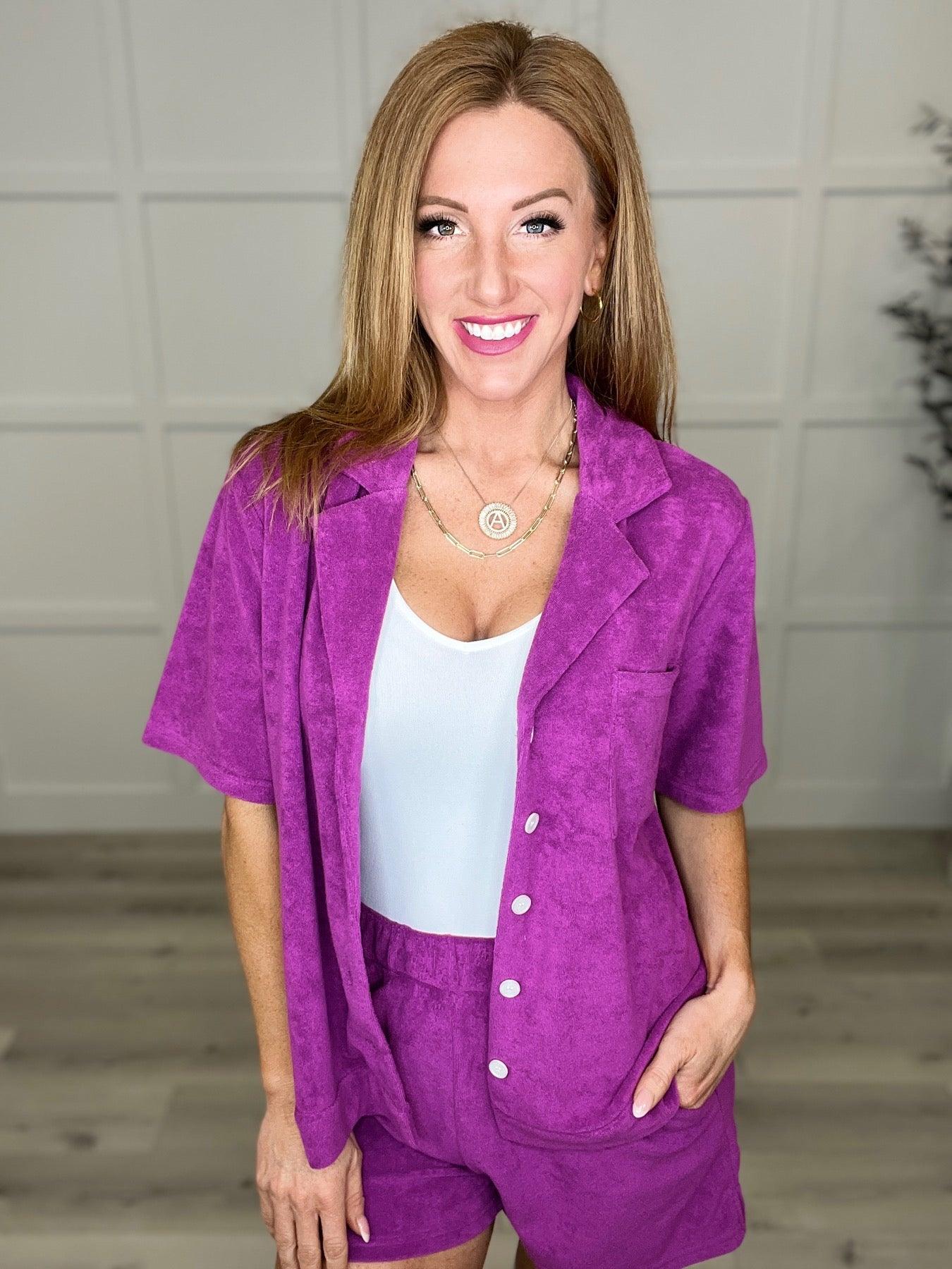 French Terry Button Down Top in Two Colors - AS5469-01 - Love it Curvy