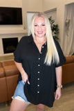 Gauze Button Down Babydoll Blouse in Black - AS8013-01 - Love it Curvy