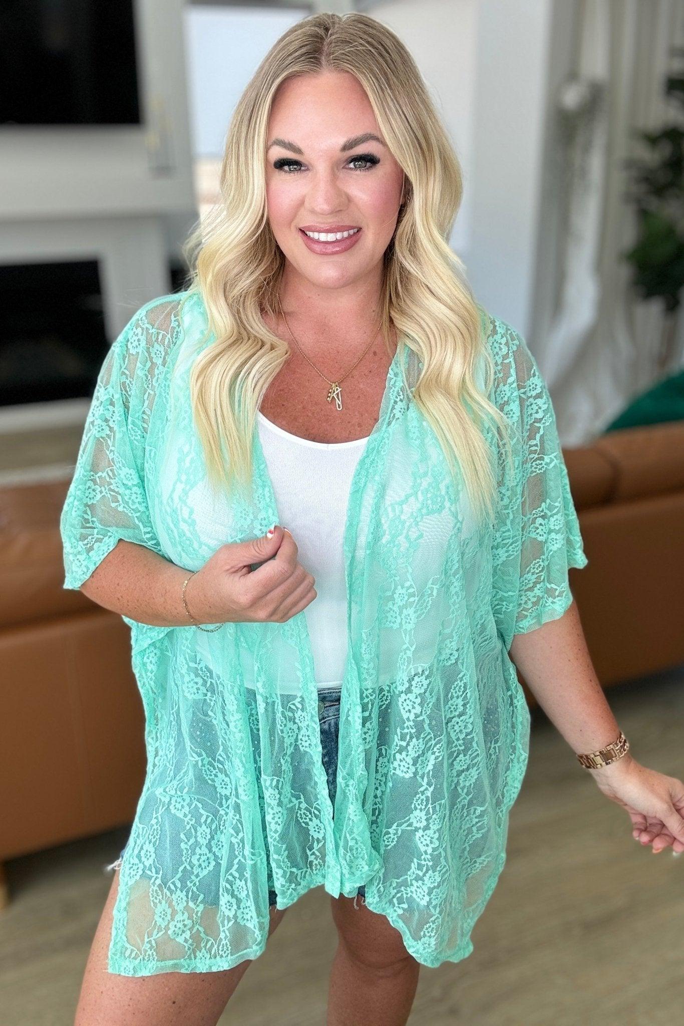 Good Days Ahead Lace Kimono In Mint - AS8531-01 - Love it Curvy