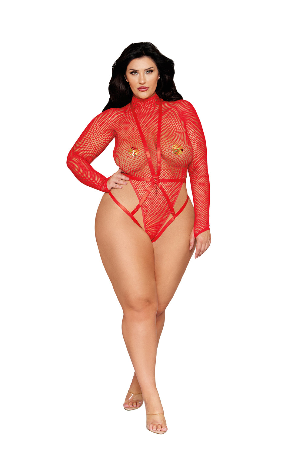 Teddy and Harness Dmnd - Queen Size - Poinsettia - Love it Curvy